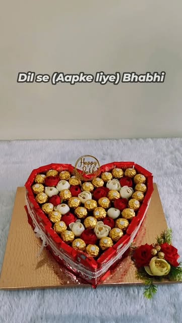 Heart-shaped chocolate and rose hamper created by Badi Beti